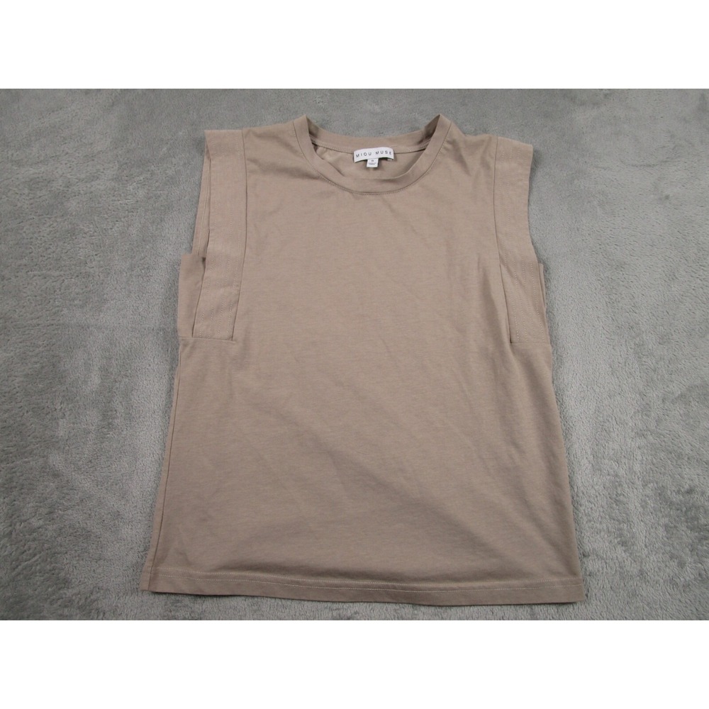 Miou Muse Top Womens Small Brown Preppy Sleeveless Layer Simple